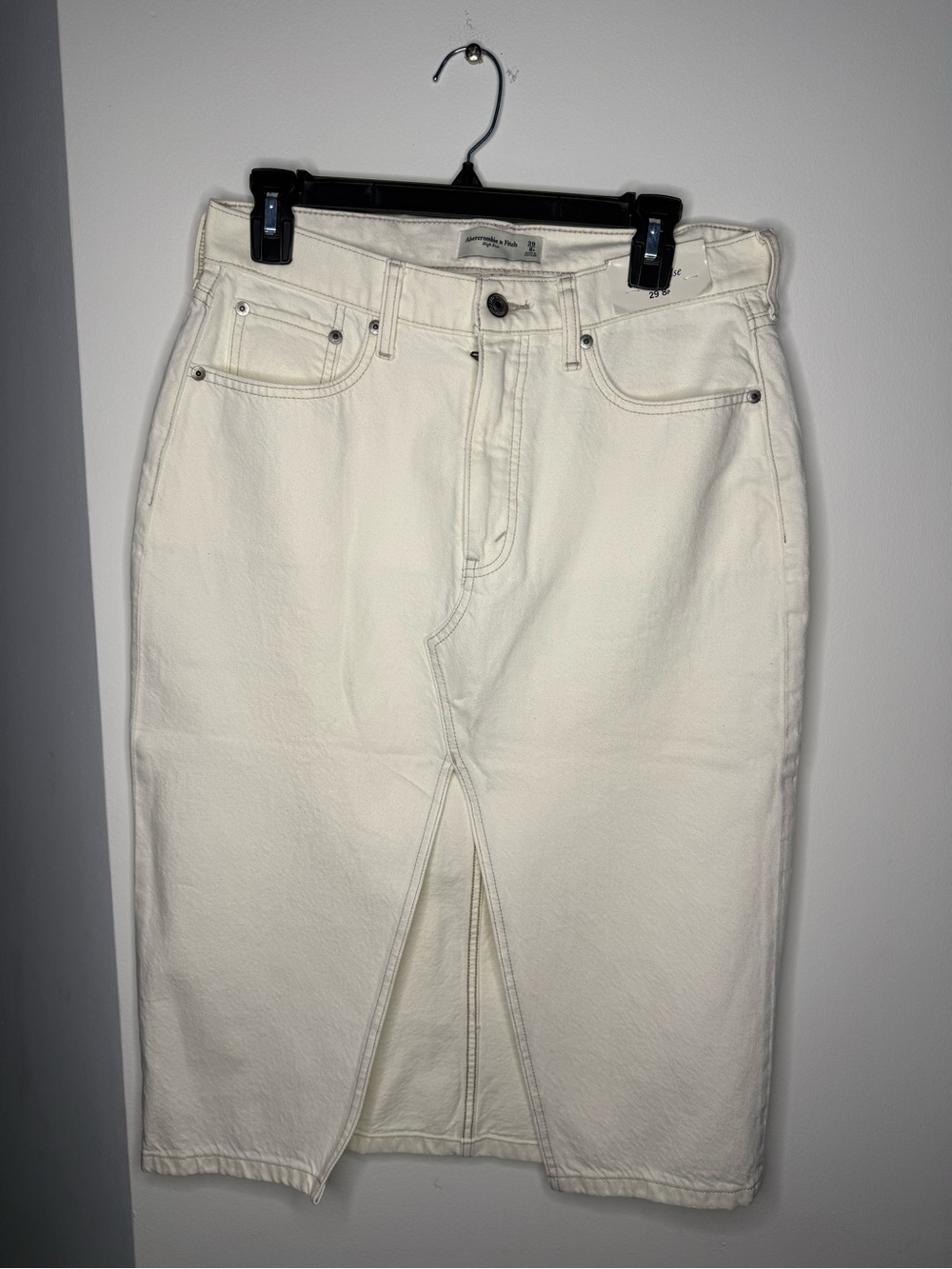 Abercrombie & Fitch Cream Straight Denim Skirt